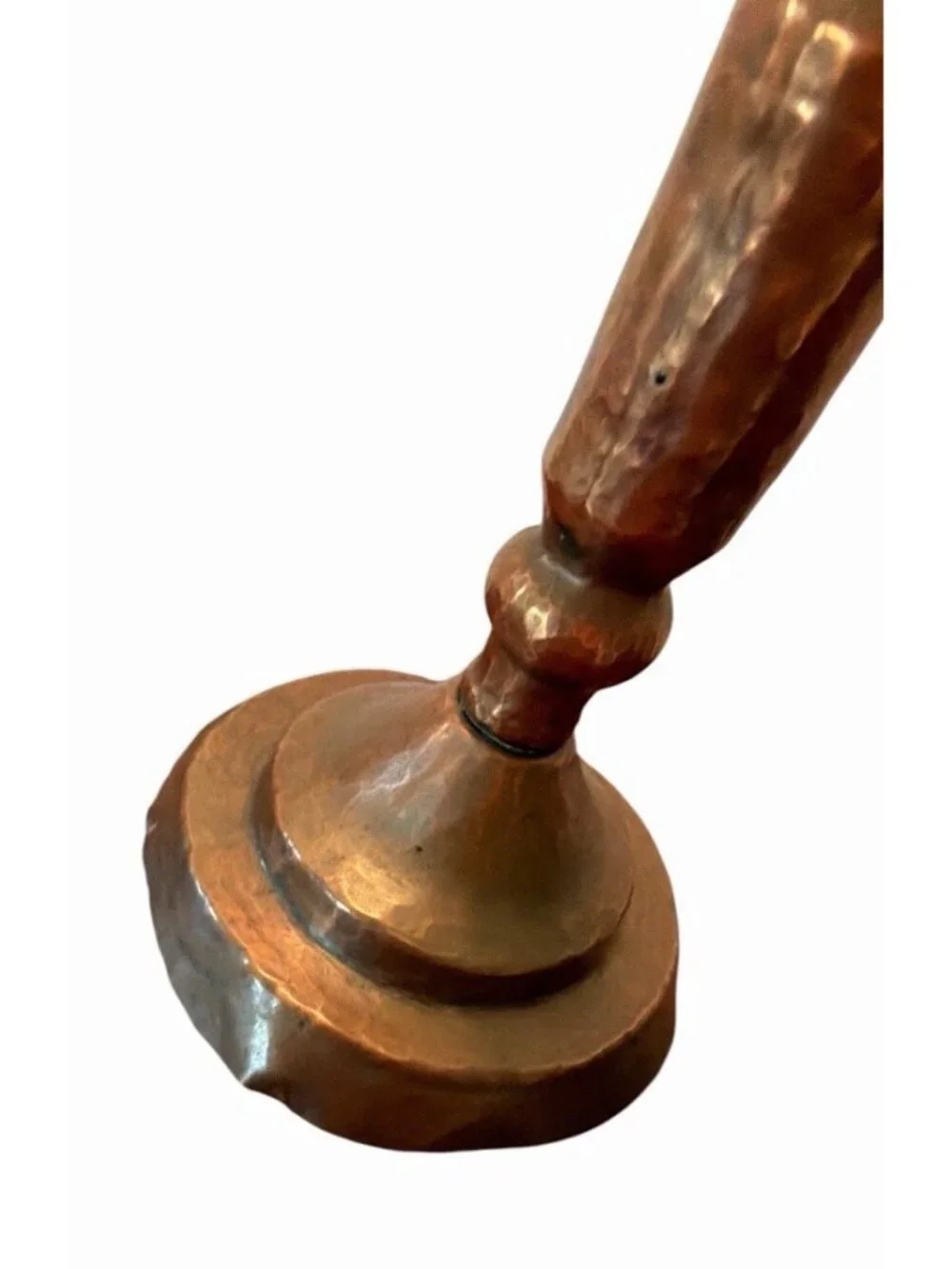 Lot 3 Copper Hammered Repousse Farmhouse Country Cottage Lodge Candlesticks